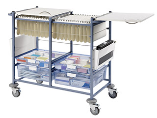 Medical Notes Trolley (Large) with Open Sides & Hinged Locking Tops