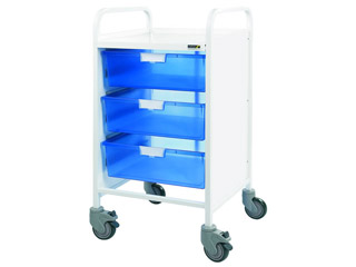Vista 30 Dentist Trolley - 3 Double Blue Trays