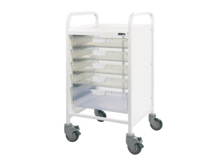 Vista 50 Vet Trolley - 4 Single/1 Double Clear Tray