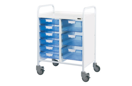 Vista 60 Medical Trolley - 6 Single/3 Double Blue Trays