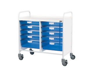 Vista 10 Vet0 Trolley - 8 Single/2 Double Blue Trays
