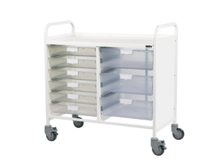 Vista 10 Vet0 Trolley - 6 Single/3 Double Clear Trays
