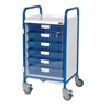 Vista 40 Blue Clinical Trolley - 5 Single Blue Trays style=