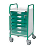Vista 40 Green Clinical Trolley - 5 Single Green Trays style=
