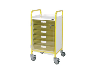 Vista 40 Yellow Clinical Trolley - 5 Single Green Trays