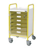 Vista 40 Yellow Clinical Trolley - 5 Single Green Trays style=