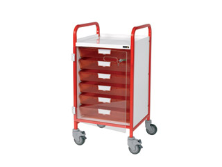 Vista 40 Red Clinical Trolley - 5 Single Red Trays