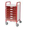 Vista 40 Red Clinical Trolley - 5 Single Red Trays style=