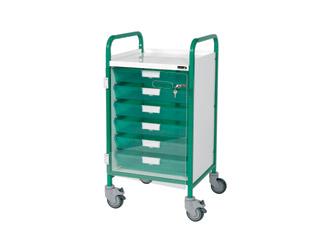 Vista 50 Green Clinical Trolley - 6 Single Green Trays