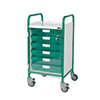 Vista 50 Green Clinical Trolley - 6 Single Green Trays style=