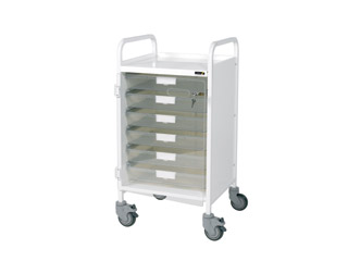 Vista 50 White Clinical Trolley - 6 Single Clear Trays