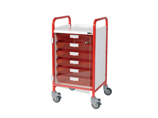 Vista 50 Red Clinical Trolley - 6 Single Red Trays