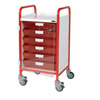 Vista 50 Red Clinical Trolley - 6 Single Red Trays style=