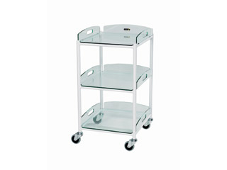 Dressing Trolley - 3 Glass Effect Safety Trays