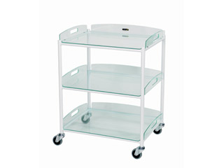 Dressing Trolleys - 3 Glass Effect Safety Trays