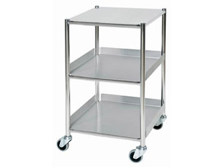 Surgical Trolley - 1 Stainless Steel Shelf & 2 Trays - Length 460mm