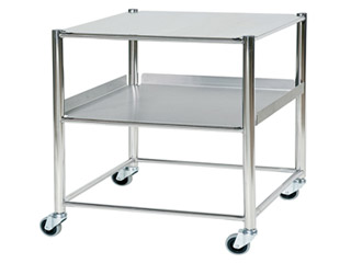 Surgical Trolley - 1 Stainless Steel Shelf & 1 Tray - Length 860mm