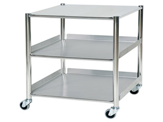 Surgical Trolley - 1 Stainless Steel Shelf & 2 Trays - Length 860mm