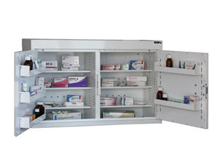 Medicine Cabinet 180 Litre with 6 shelves & 6 door trays, two doors