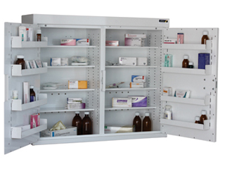 Medicine Cabinet 255 Litre 8 shelves & 8 door trays, two doors
