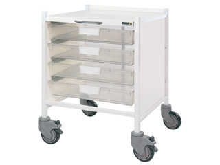 Vista 15 Hospital Trolley - Four Single Clear Trays