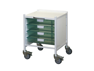 Vista 15 Hospital Trolley - Four Single Green Trays