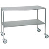 Dressing Trolley 1220mm (W) - Stainless Steel with Two Fixed Shelves All Edges Down (Flat) style=