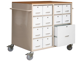 Drug Trolley 24 Lockable Alliminuim Drawers & 1 Large Storage Drawer