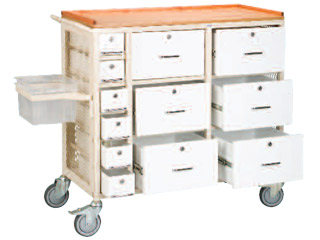 Self Administration Drug Trolley with Six Small Locking Drawers & Six Large Locking Drawers