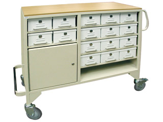 Drug Trolley with 16 Lockable Drawers