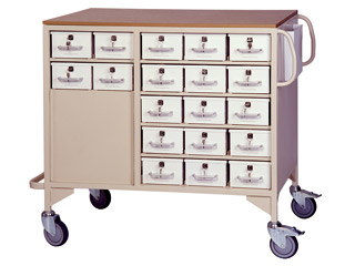 Drug Trolley with 38 Lockable Drawers (19 Each Side) & 2 Storage Drawers