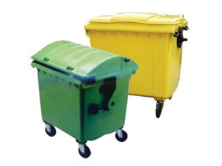 Wheeled Bin 1100 Litre with Green Flat Lid