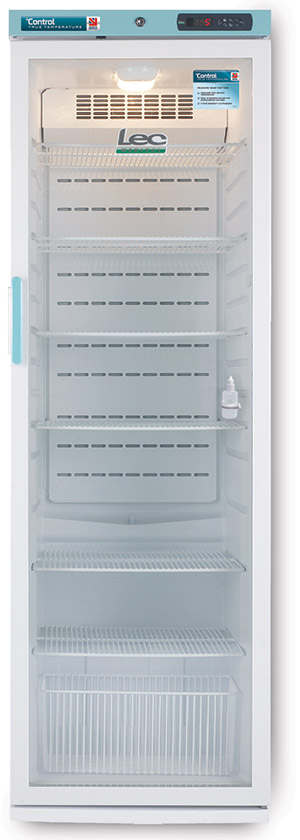 LEC Control PGRC353UK Pharmacy Fridge 353L with Glass Door